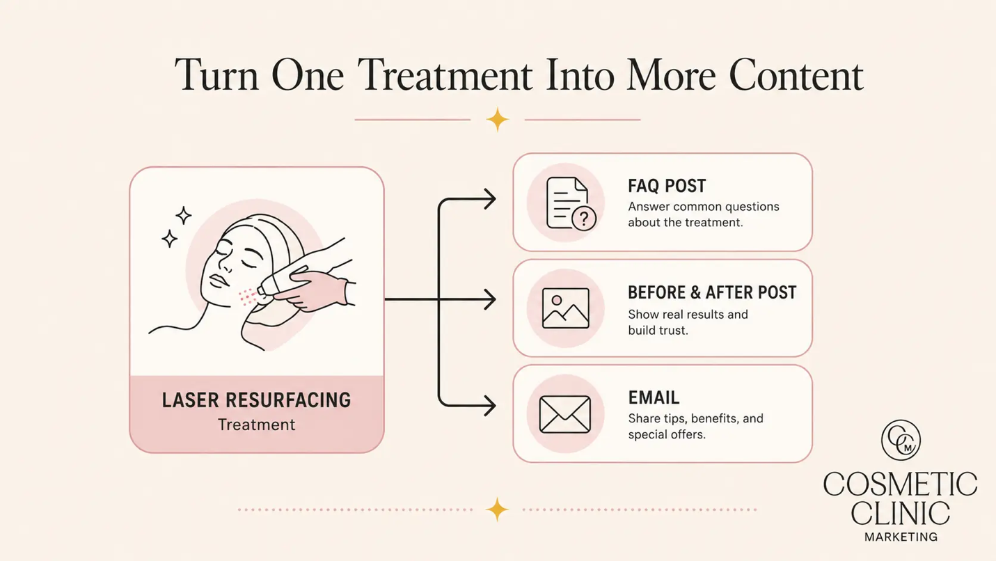 Repurposing a single treatment theme into a full month of multi-channel marketing content